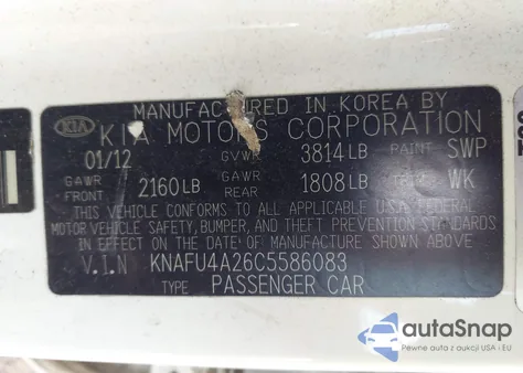 2012 Kia Forte Ex from USA, damaged, VIN KNAFU4A26C5586083